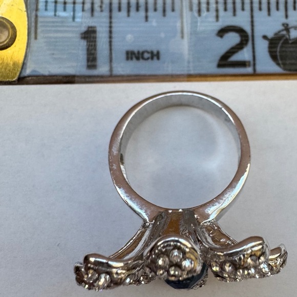 Vintage Nolan Miller Blue Stone Silver Tone Flower Petal Statement Ring Signed - Picture 9 of 12